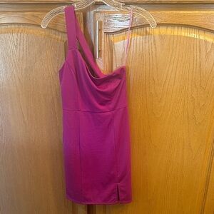 Brand New Elegant Magenta One Sleeve Dress Size Small